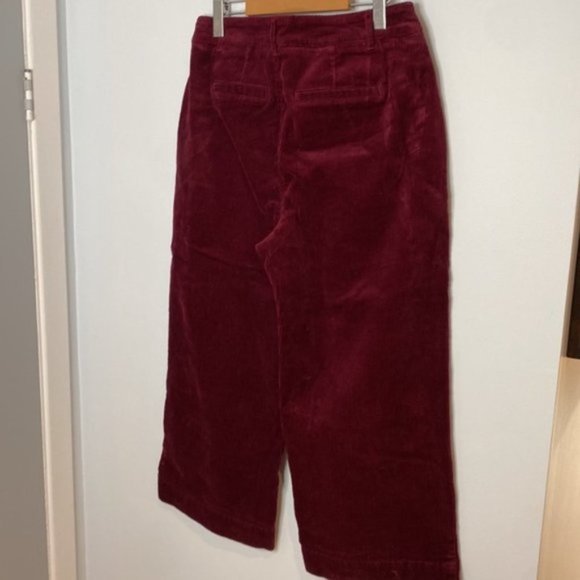 Addition Elle Women Red Wine Corduroy Wide Crop Leg Pant Size 10 - Picture 11 of 16